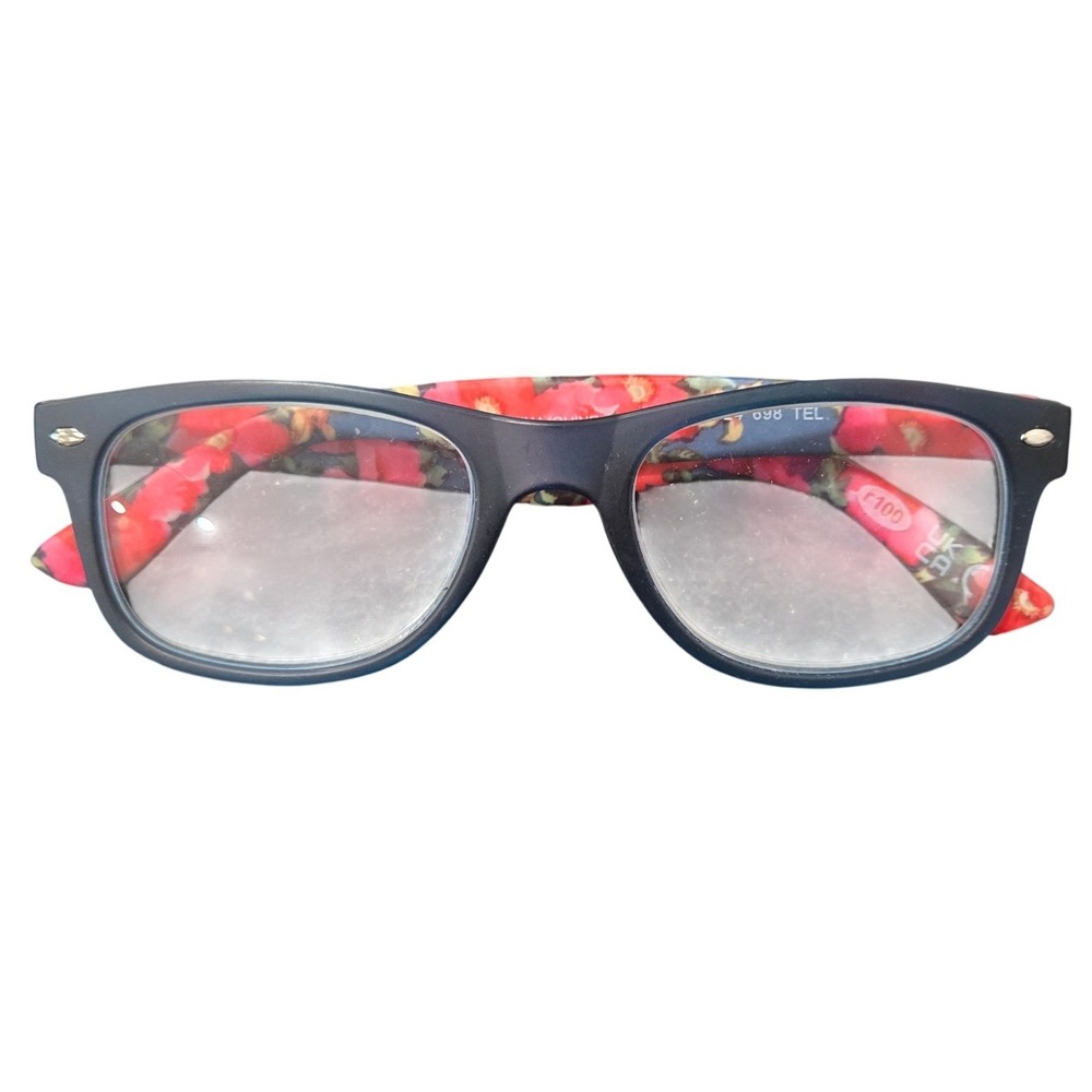 Foster Grant Reading Glasses Women Floral Print Black Blue Frame +300